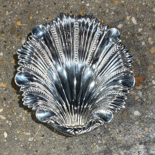 Footed Silverplate Shell Bowl 9.5" L x 9" W x 2" H