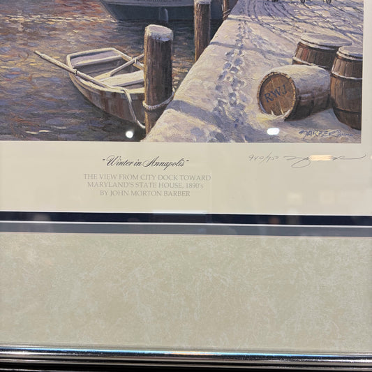 Signed & Numbered Print "Winter in Annapolis" by John Barber, 21"W x 25"H