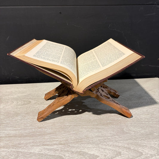 Carved Wooden Folding Bookstand, 7" H x 6.5" D x 11" W