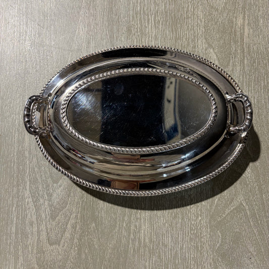 Oval Silverplate Entree Dish & Cover, 12"W x 8"L x 3.25"H