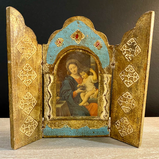 Triptych,  Madonna of the Grapes, 6.25"W x .25"D x 5.5"H