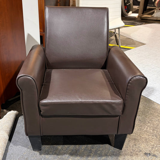 "Leather" club chair, espresso, 30"W x 29"D x 34"H