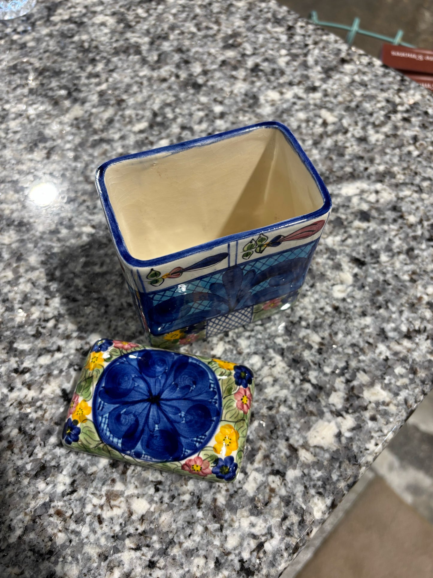 Canister- Costa Rica Hand Painted Suraj- 4.5"Hx4"Wx2.5"D