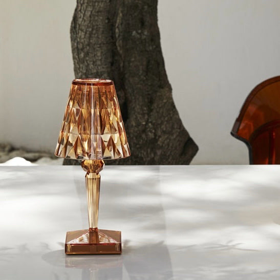 Kartell Battery Table Lamp, Rechargeable, Pastel Orange, 4.7"W x 4.7"D x 10.5"H