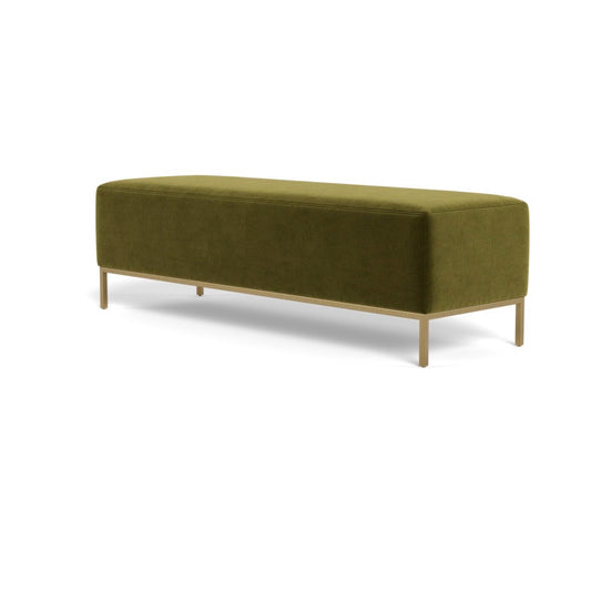 Miller Bench, Green Performance Velvet & Matte Brass, 60" L x 20" W x 18.75" H