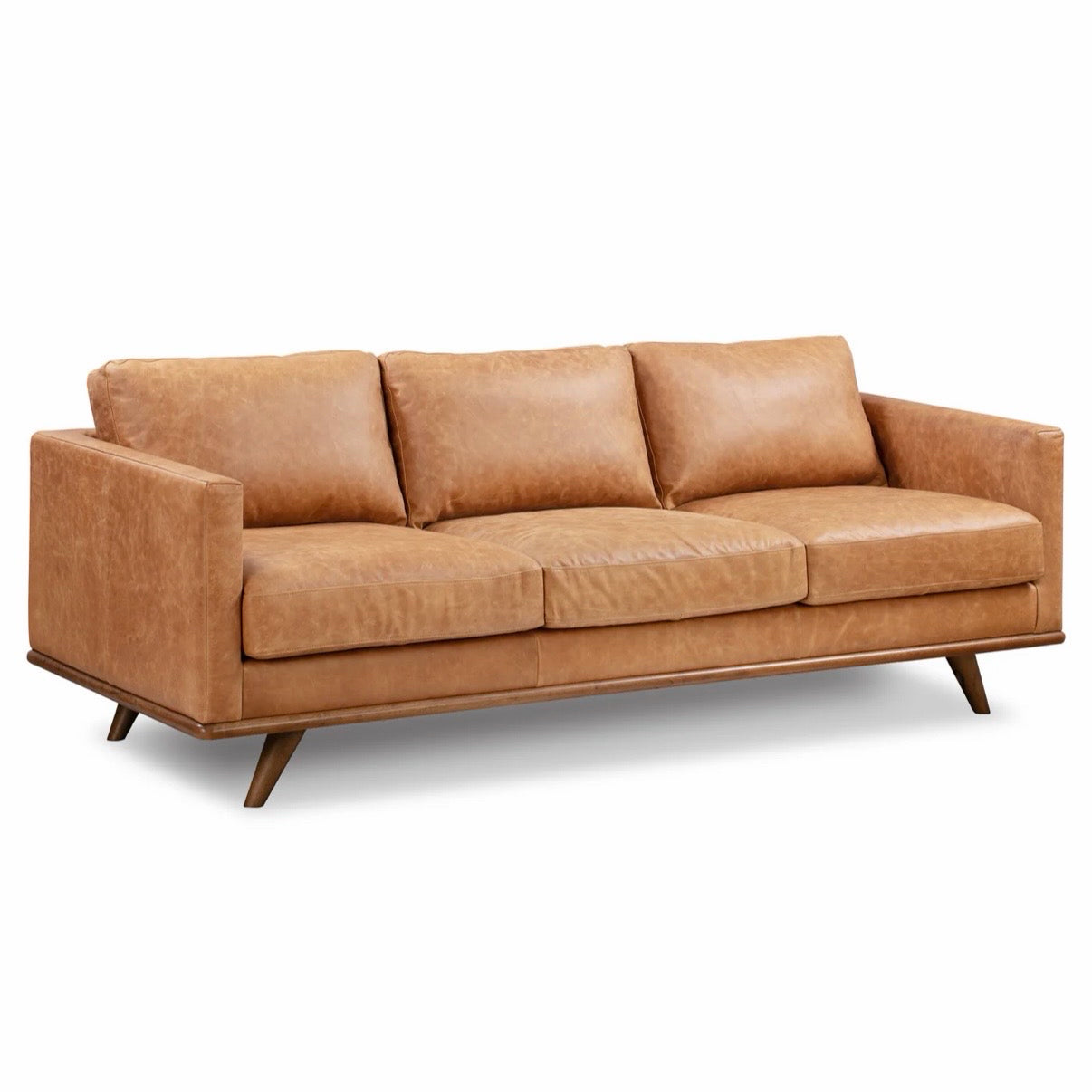 Poly & Bark Nolita Sofa - Cognac Tan, 85"W x 33.25"D x 33"H