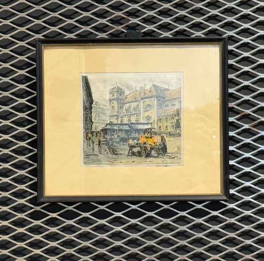 Vintage painting on silk, 12"W x 10"H