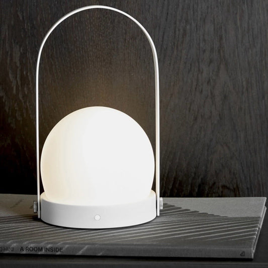 Carrie Portable Indoor/Outdoor LED Lamp, White, 6"W x 5.3"D x 9.6"H