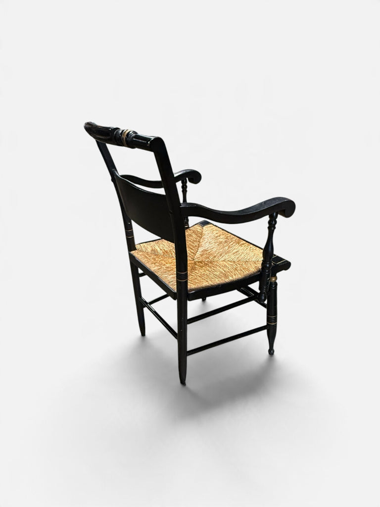 PAIR of ATQ Hitchcock style rush seat chairs, 19"W x  17"D x 33.5"H