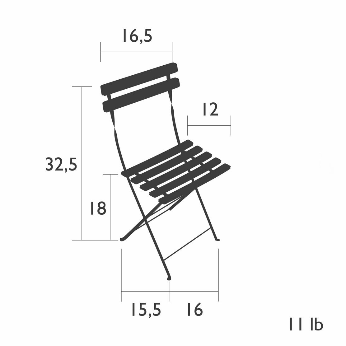 NEW Bistro Chair & Round Folding Table Set, Anthracite, 16.5" W x 15"D x 32.5"H