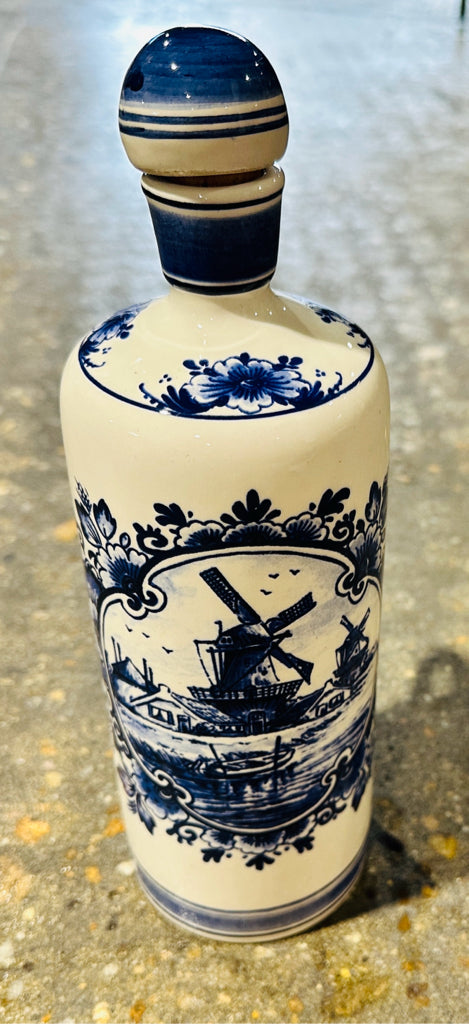 Vintage Delftware decanter, Amsterdam, 3.5"W x 3.5"D x 10.5"H