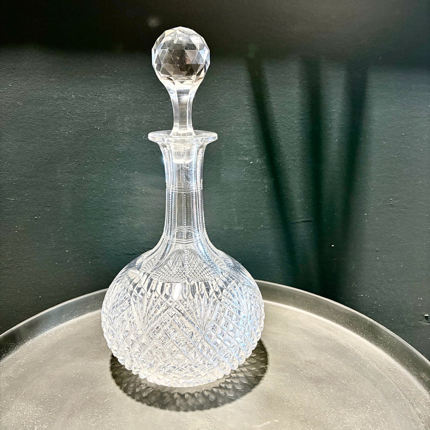 Cut Crystal Decanter W/Stopper, Baccararat",  6"Dia x 12"H