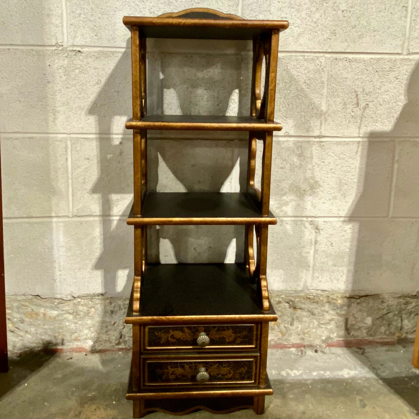 Black & Gold Hanging Display Shelf, 12"W x 9"D x 34"H