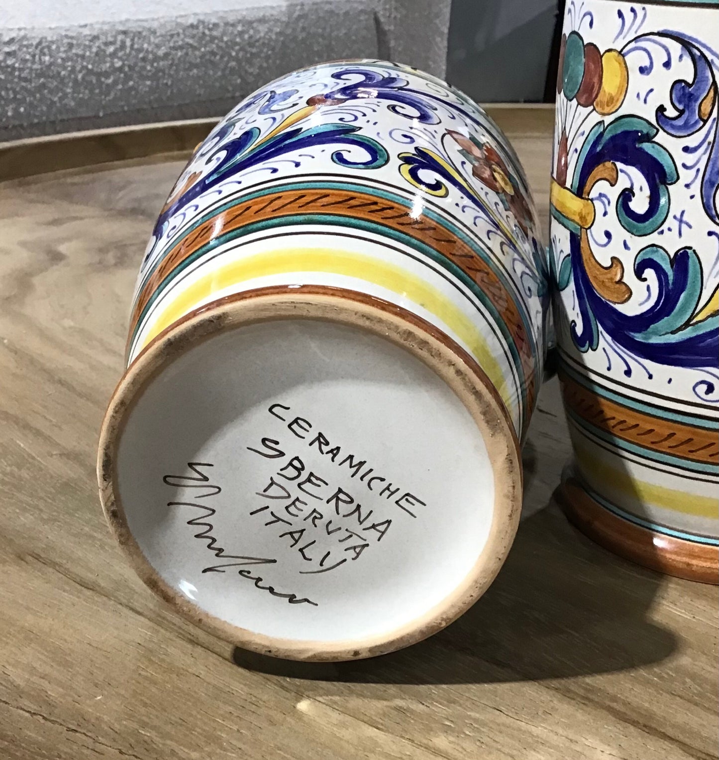 Deruta Italian Pottery Aceto & Olio 11"x6.5"